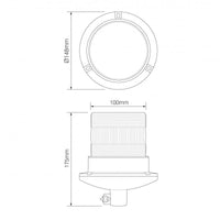 LED flits zwaailamp | 10-30v | met PC DIN-montagevoet | R10 | EQPR10ABM-DM