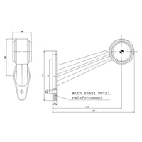 Links | LED breedtelamp | schuine steel | 12-24v | 1,5mm². connector | M10BV-521RW