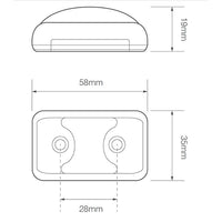 LED zij-knipperlichtlicht amber | 12-24v | 40cm. kabel | 58AME