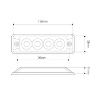 LED flitser 4 LED's | R10 | slimline | wit 10-30v | SLED4DVW