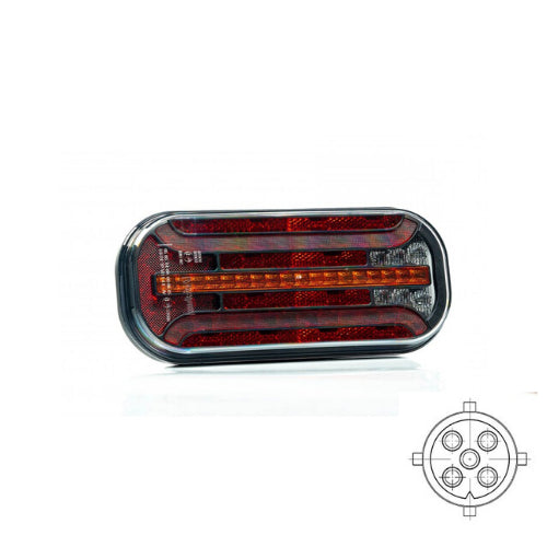 LED achterlicht met dynamisch knipperlicht &amp; kentekenverlichting | 12-24v | 5-PIN | VC-2330B5