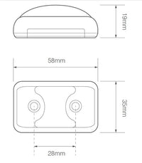 LED markeringslicht wit | 12-24v | 40cm. kabel | 58WME