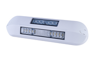 LED zij-werklamp + amber R65 flitser, 4000K, wit huis 12-24v | WFF-1210WA