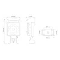 LED werklamp 13,5 watt - 1710 lumen 10-110V 0,4m kabel IP69K